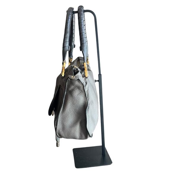 Chloe Marcie Bag Medium Size Cashmere Gray Leather Top Handle Handbag Purse - Picture 4 of 16